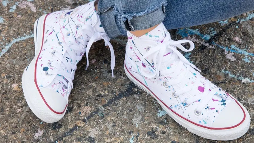 Converse All Star Low Top Canvas Sneaker Paint Splatter Neon Pink