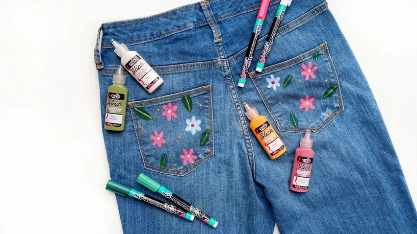 Painted Denim Clothing Upcycle Idea – Tulip Color Crafts