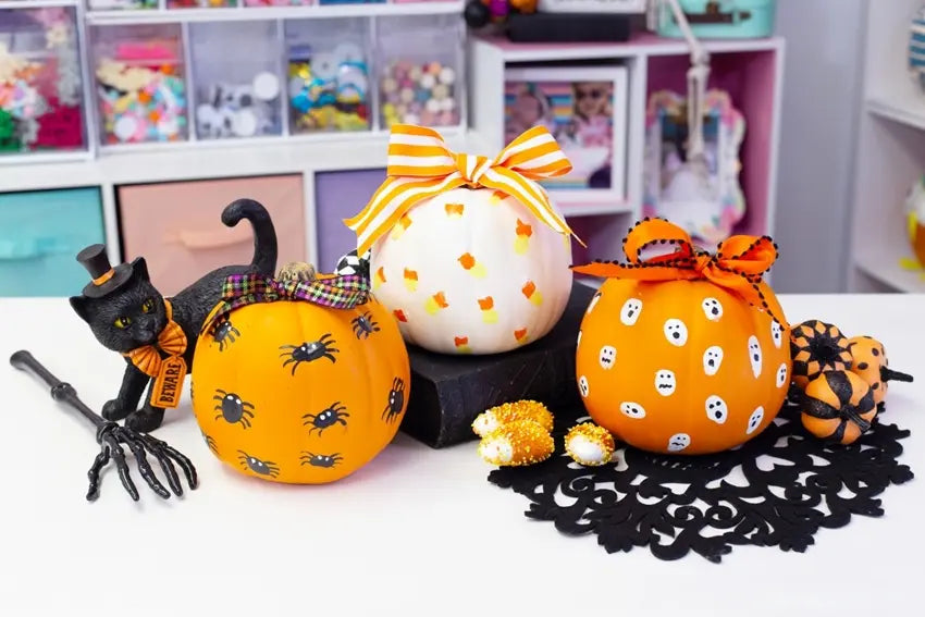 cute halloween painted pumpkins