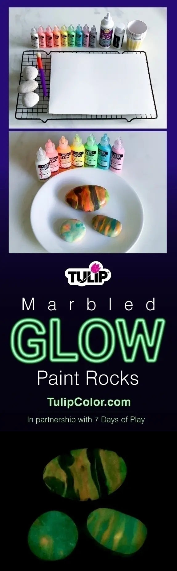 Marbled Glow Paint Rocks