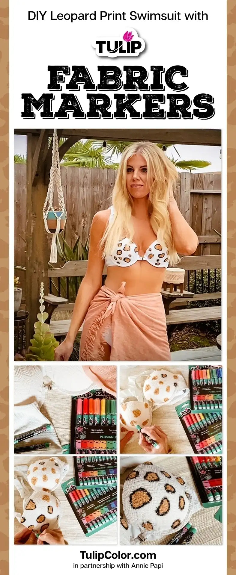 DIY Leopard Print Swimsuit with Fabric Markers
