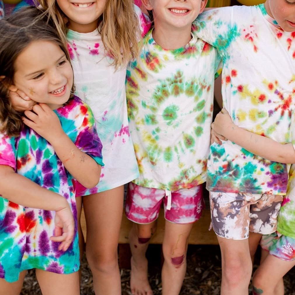 Tulip Color Craze! 12-Color Tie-Dye Kit Kids wearing tie dye