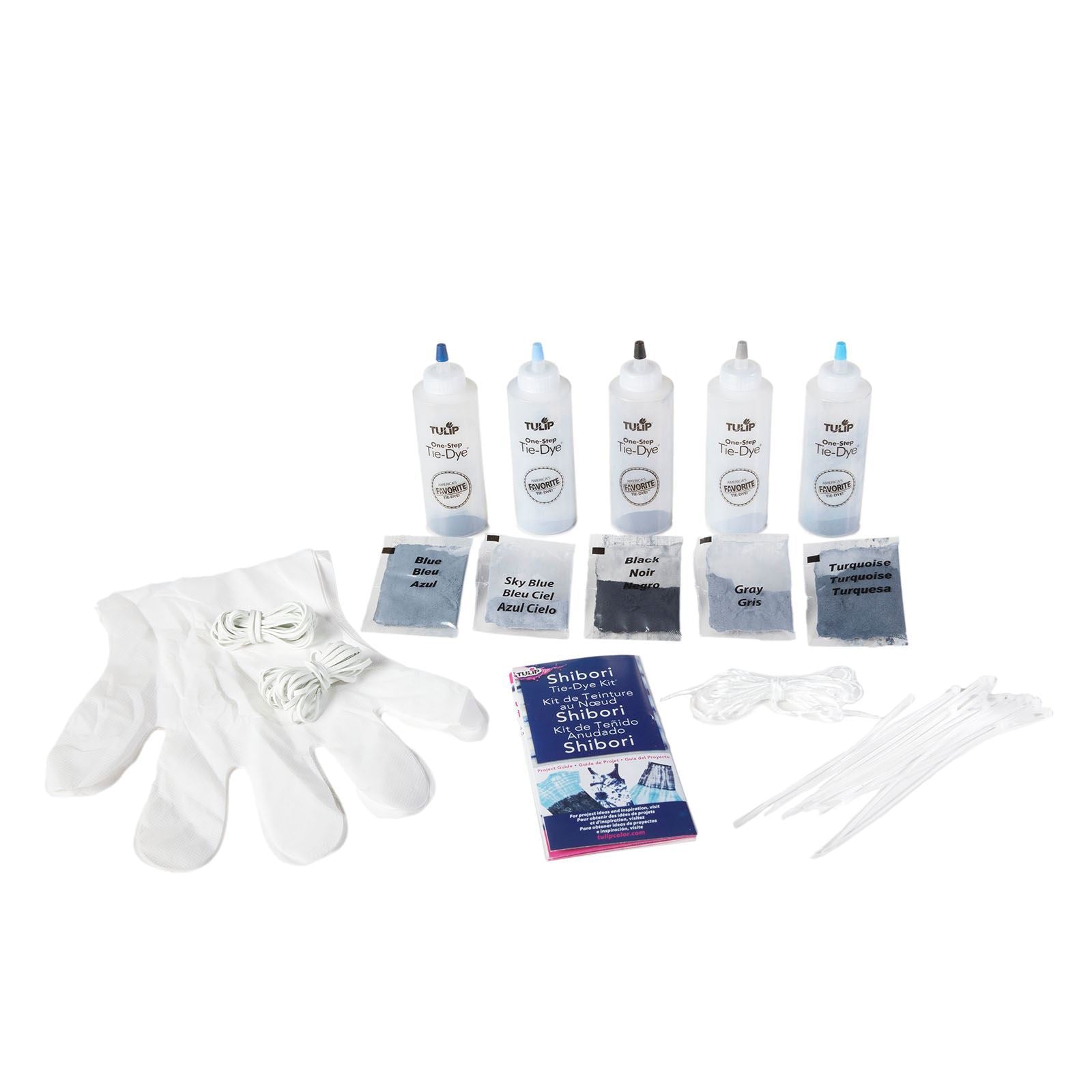 Tulip Shibori 5-Color Tie-Dye Kit Shibori 5 Color Tie Dye Kit Contents