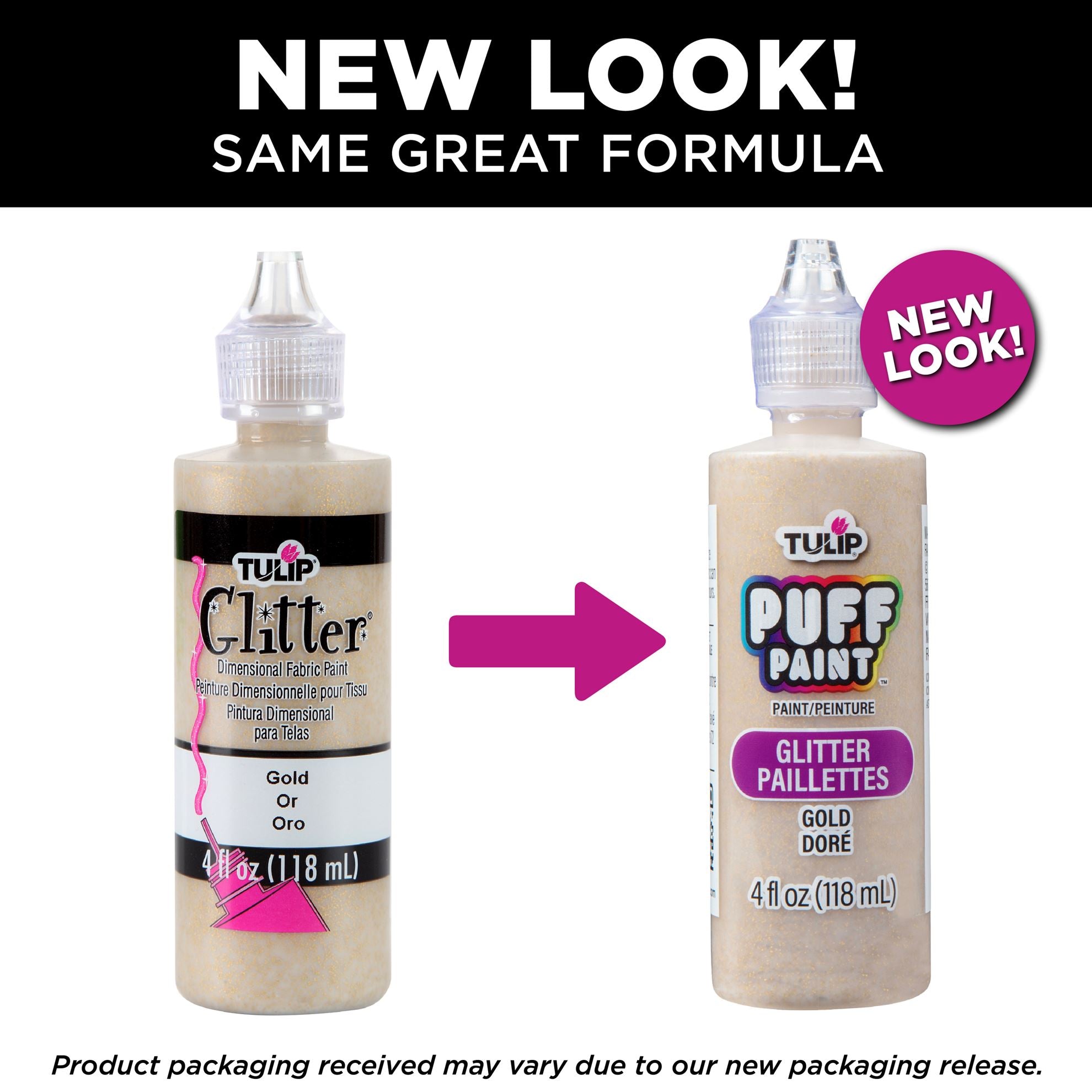 Tulip Puff Paint Glitter Gold 4 fl. oz. Picture of 41301 Tulip Dimensional Fabric Paint Glitter Gold 4 fl. oz.