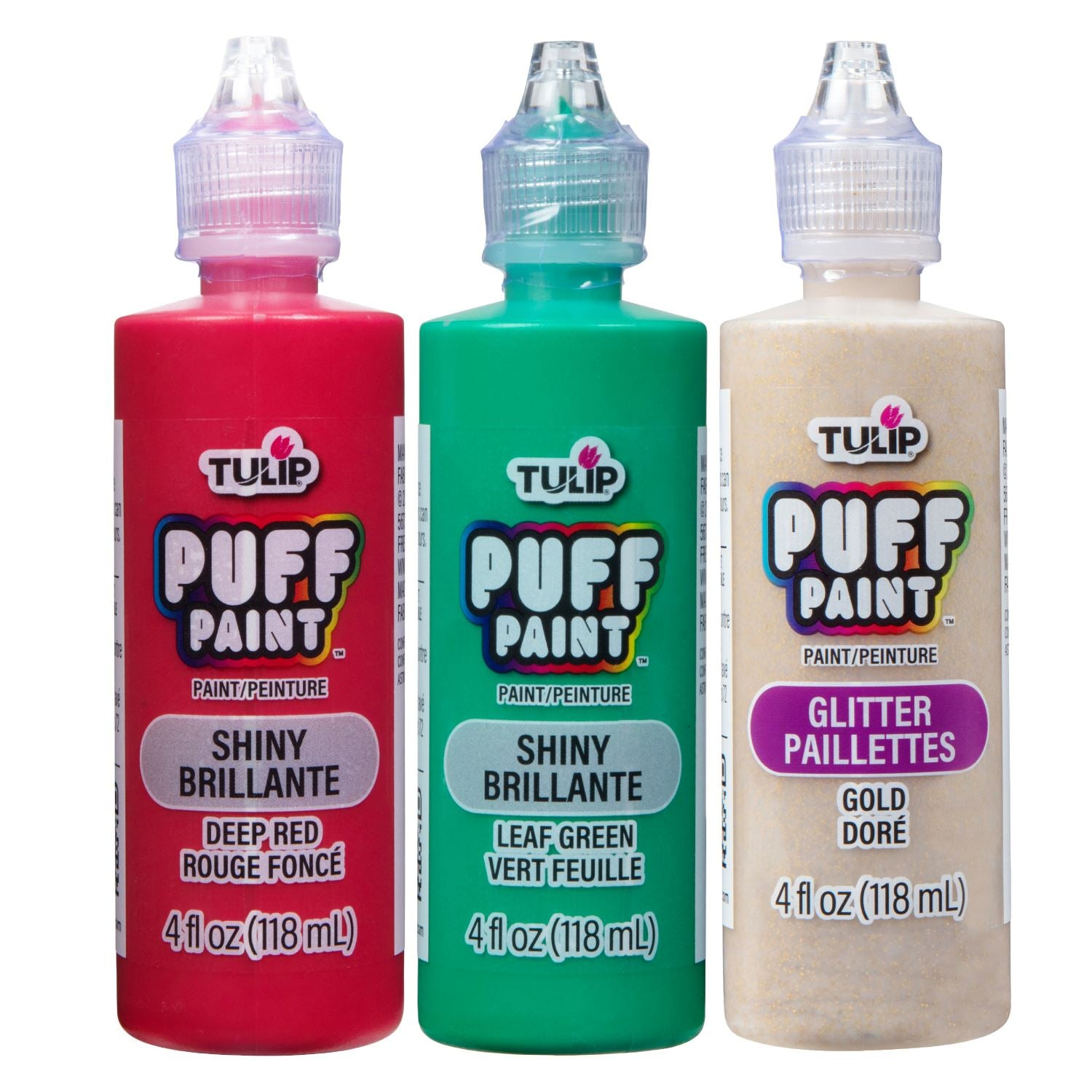 Tulip Puff Paint Shiny Christmas, Multi-Surface Craft Paint, 4 fl. oz. 3 Pack Picture of 42185 Tulip Dimensional Fabric Paint Christmas 4 fl. oz. 3 Pack