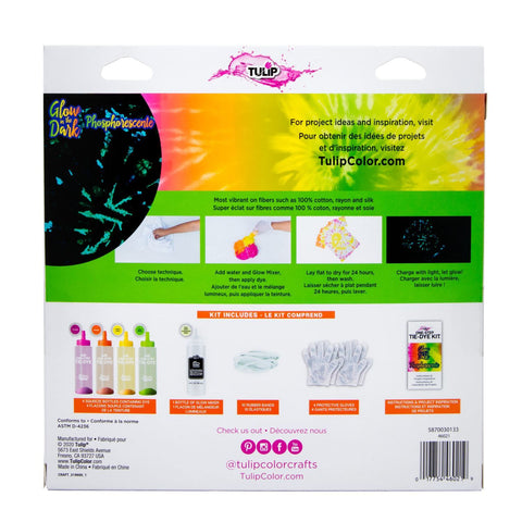 46021 Glow Tie Dye Kit back of package 46021 Glow Tie Dye Kit back of package
