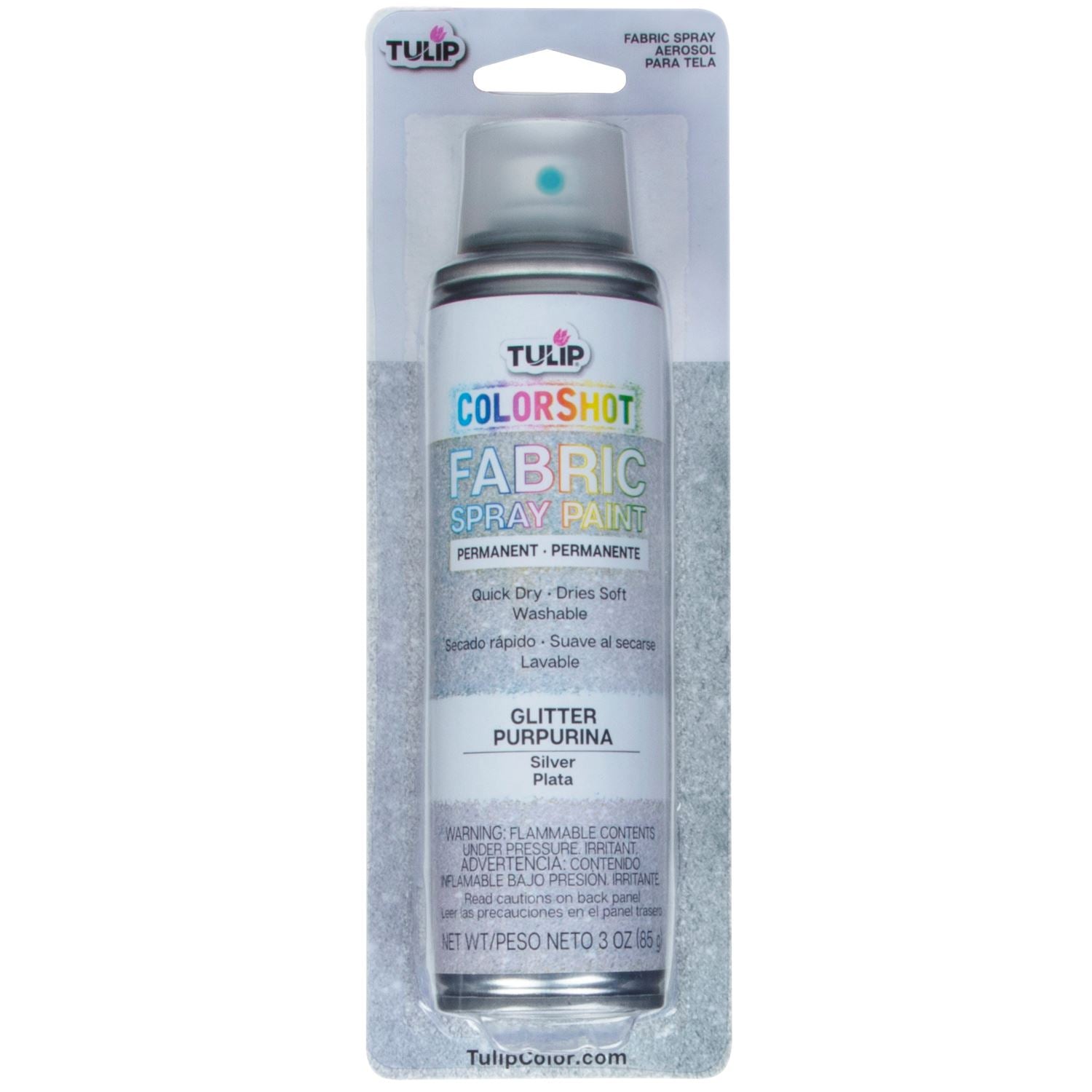 Tulip Color Shot 3oz Instant Fabric Color Spray Silver Glitter Tulip Color Shot 3oz Instant Fabric Color Spray Silver Glitter