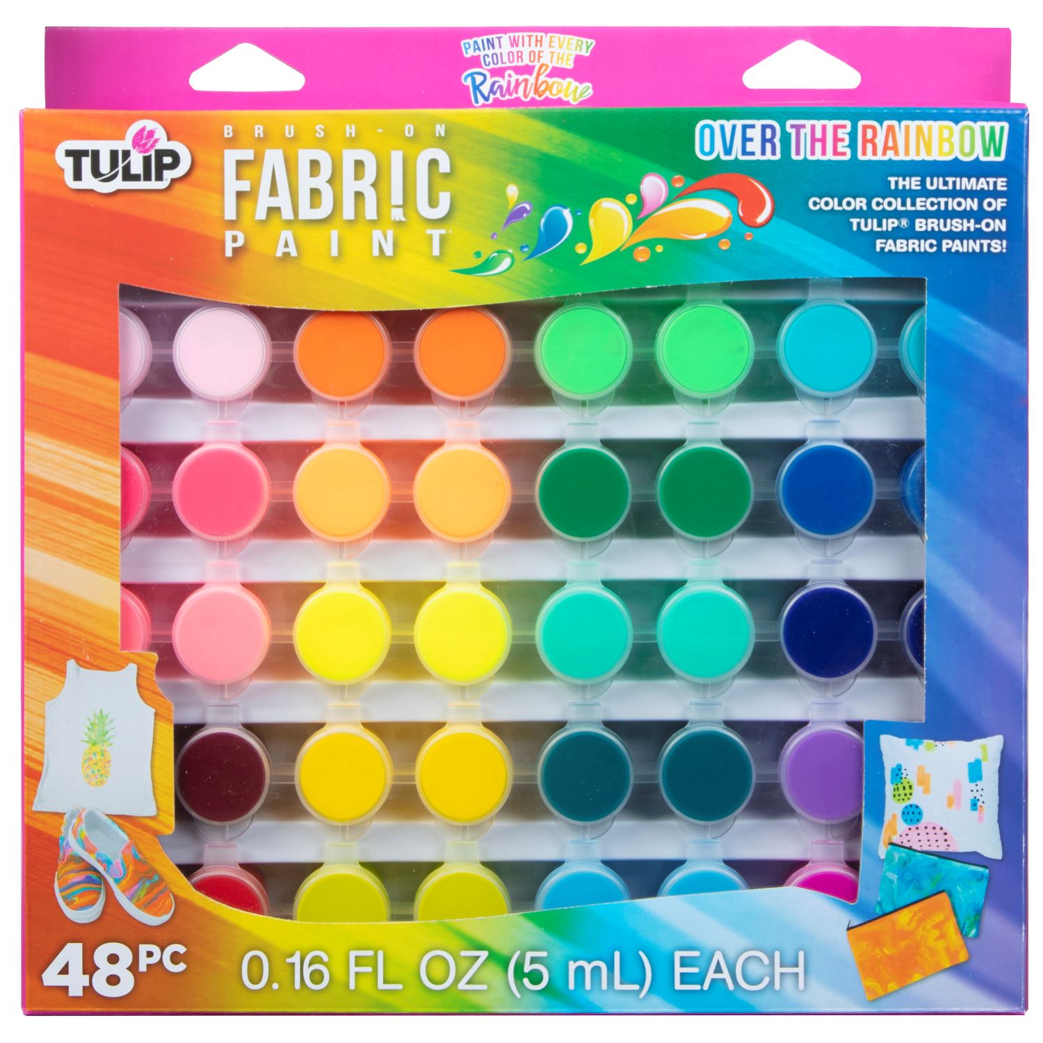 Tulip Brush-On Fabric Paint Over The Rainbow 48 Pack Picture of 47904                               TULIP BRUSH ON FABRIC PAINT OVER THE RAINBOW 48PK