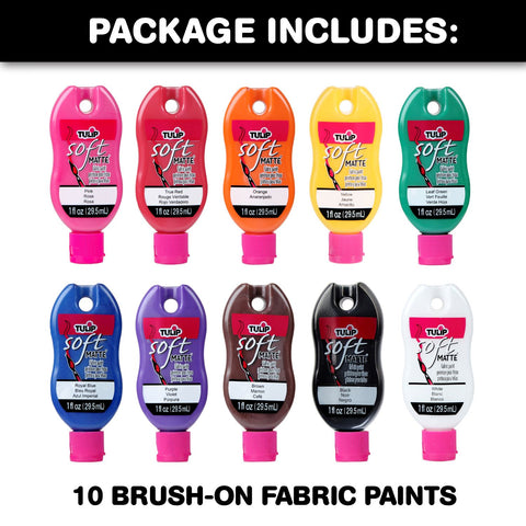 Picture of 31653 Tulip Brush-On Fabric Paint Rainbow 1 fl. oz. 10 Pack Picture of 31653 Tulip Brush-On Fabric Paint Rainbow 1 fl. oz. 10 Pack