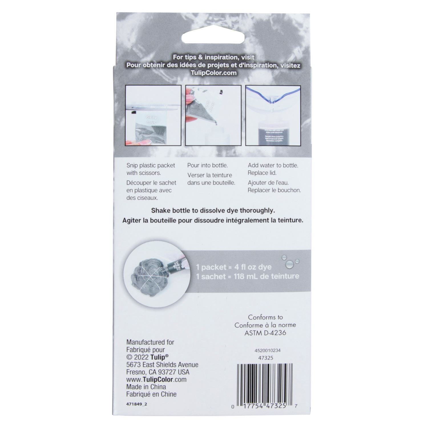 Tulip One-Step Tie-Dye Refills Gray Picture of 47325 One-Step Tie-Dye Refills Gray