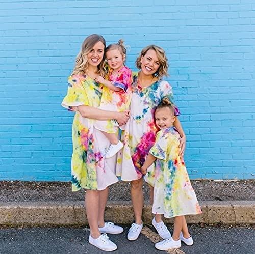 Tulip Color Craze! 12-Color Tie-Dye Kit Family wearing tie dye dresses