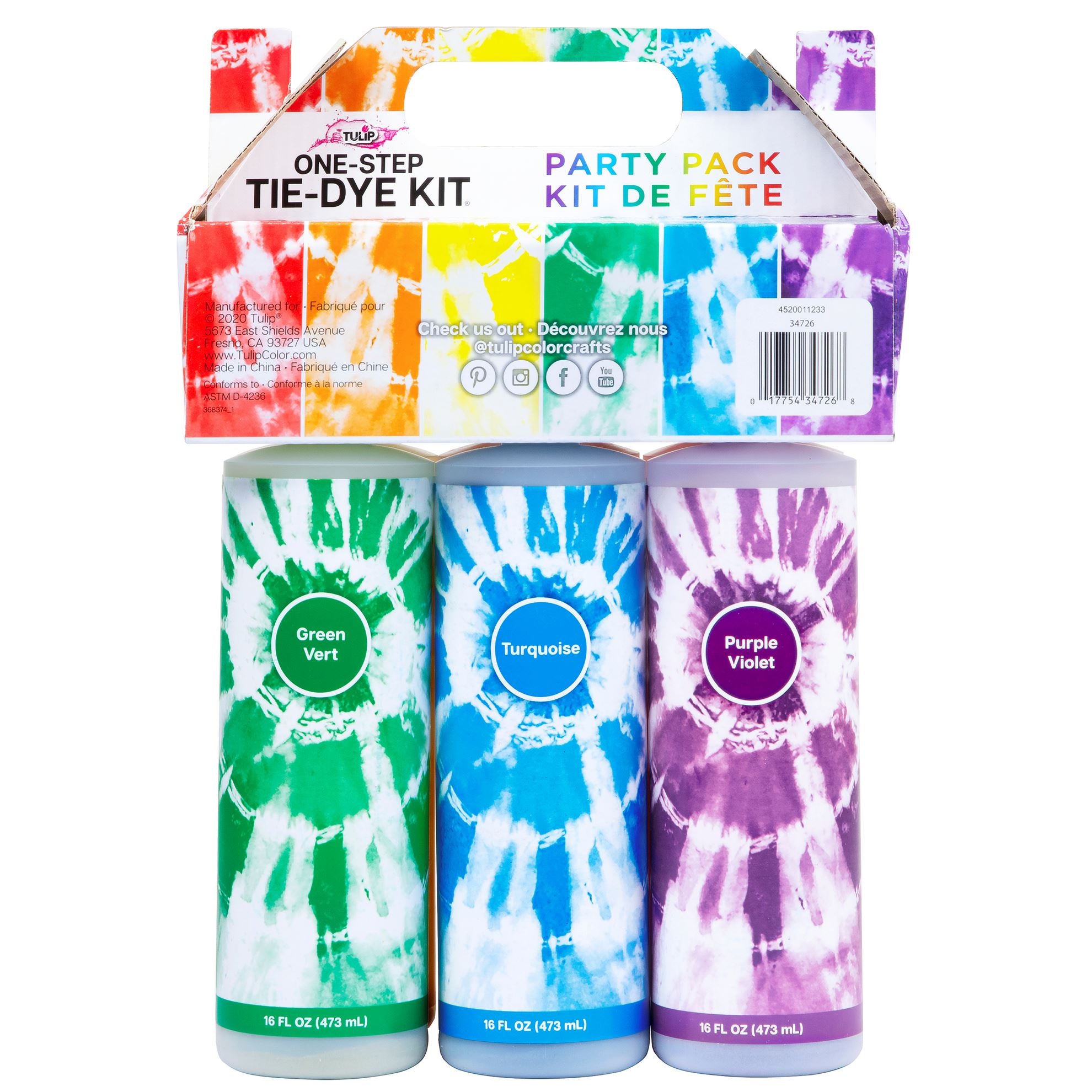 Tulip Party Pack 16 fl. oz. 6-Color Tie-Dye Kit Picture of 34726 Tulip Party Pack 16 fl. oz. 6-Color Tie-Dye Kit