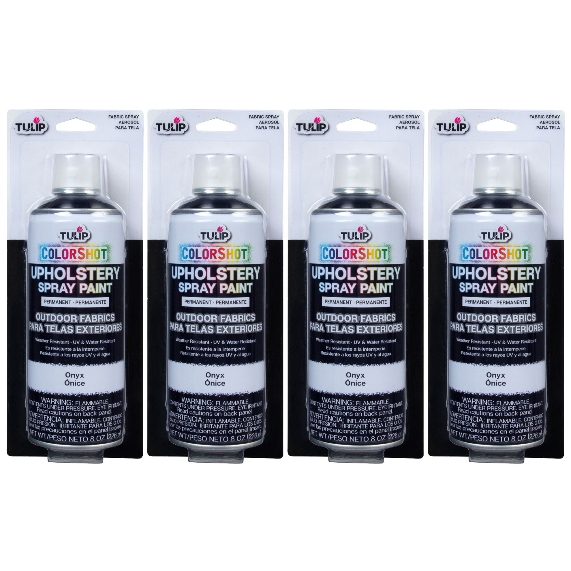 Tulip ColorShot Outdoor Fabric Upholstery Spray Onyx 4 Pack Picture of 37994 COLORSHOT OUTDOOR FABRIC SPRAY ONYX 4PK 8OZ CANS