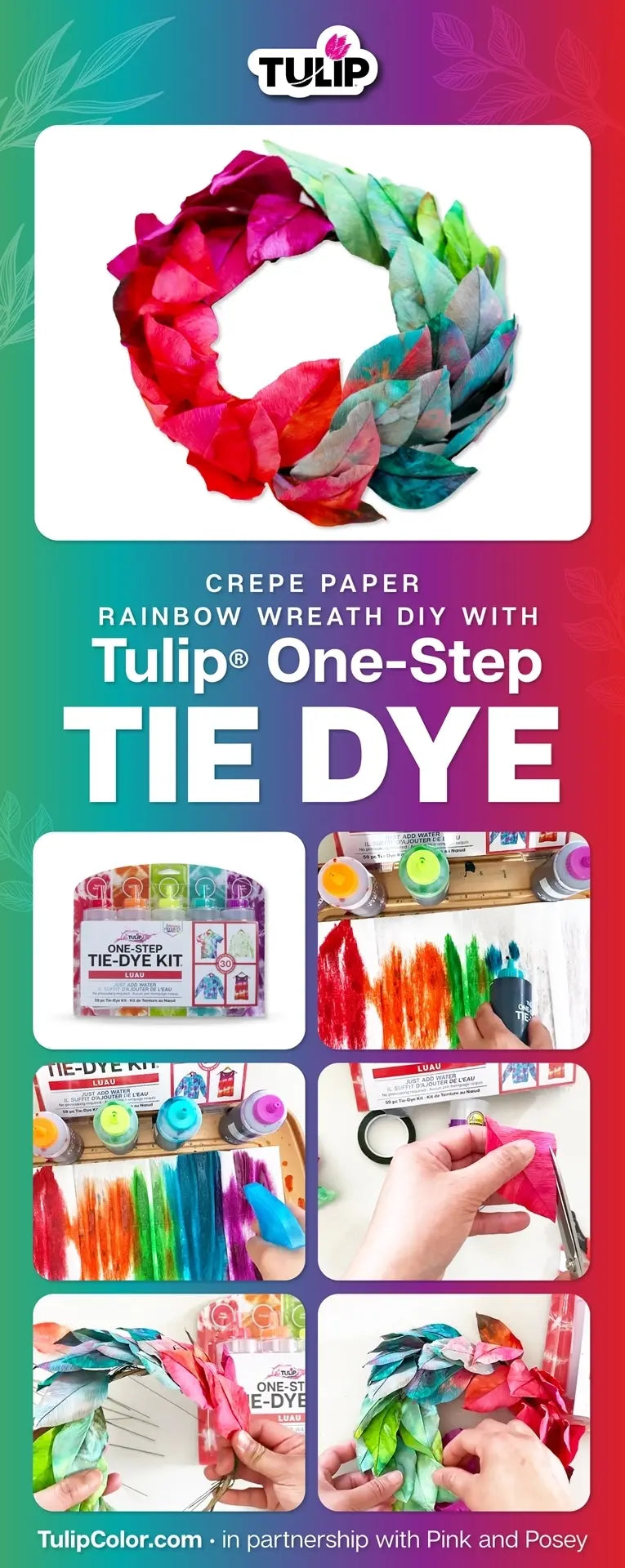 Rainbow Wreath Tie Dye Project for the Home