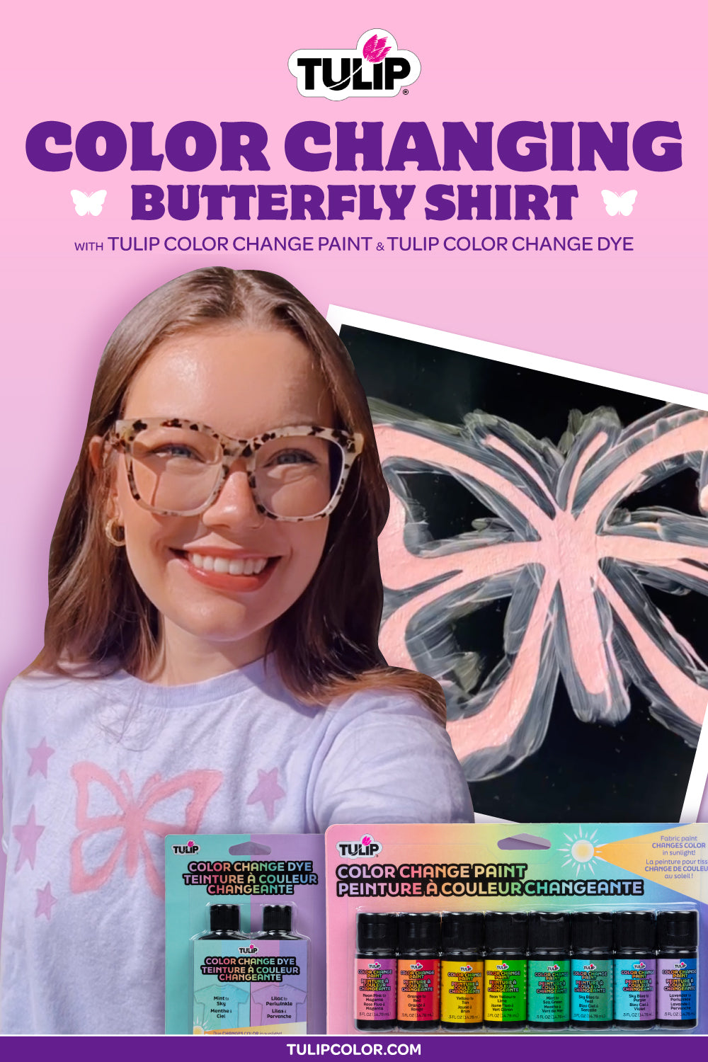Color Changing Butterfly Shirt with Tulip Color Change Paint & Tulip Color Change Dye