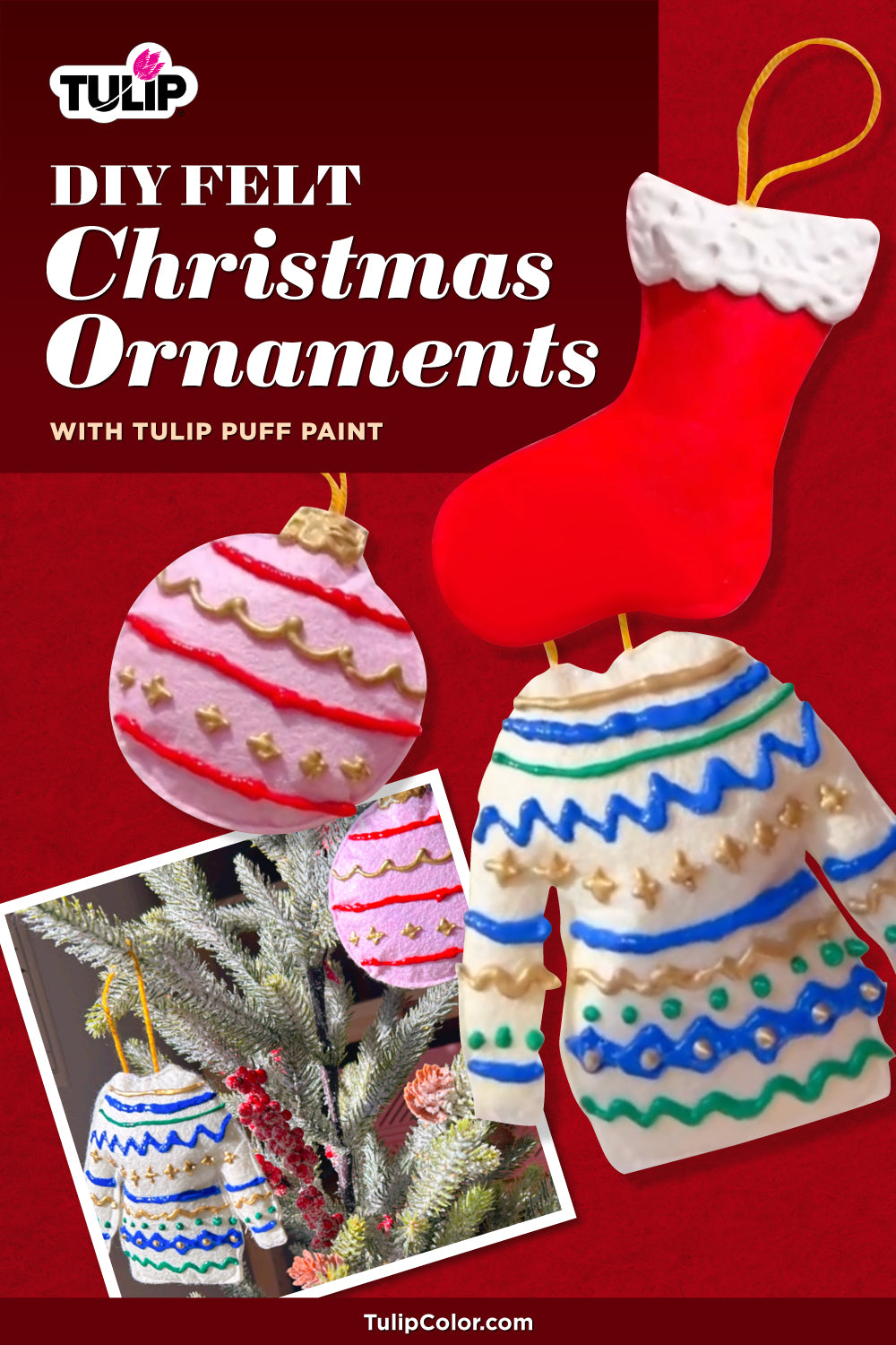DIY Felt Christmas Ornaments with Puff Paint