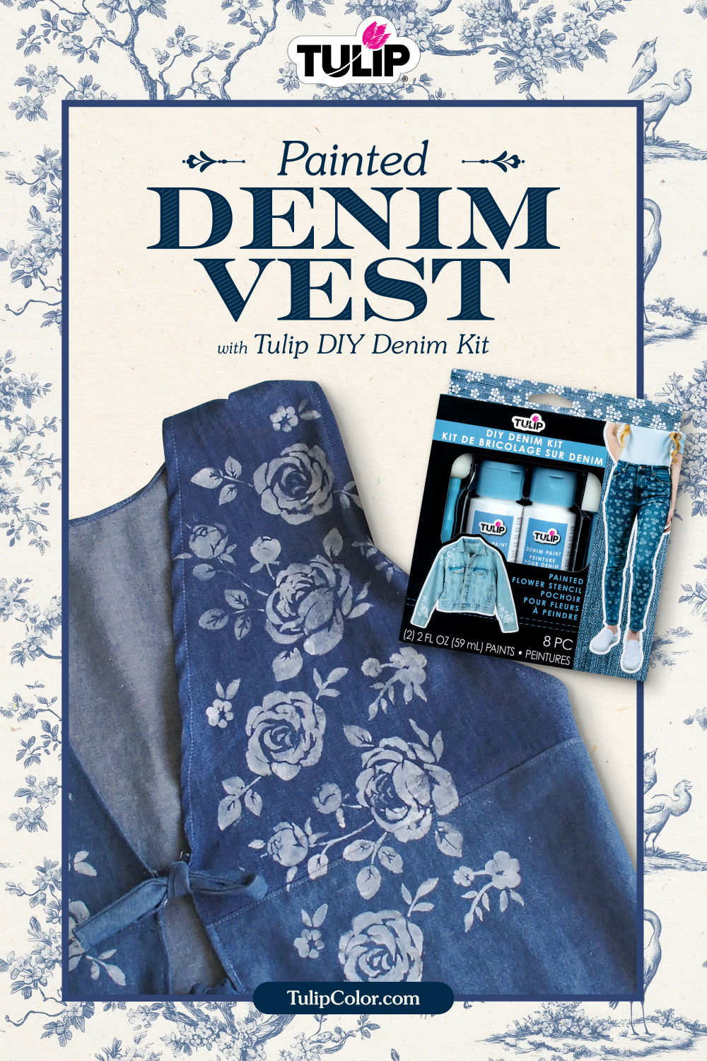 Painted Denim Vest with Tulip DIY Denim Kit