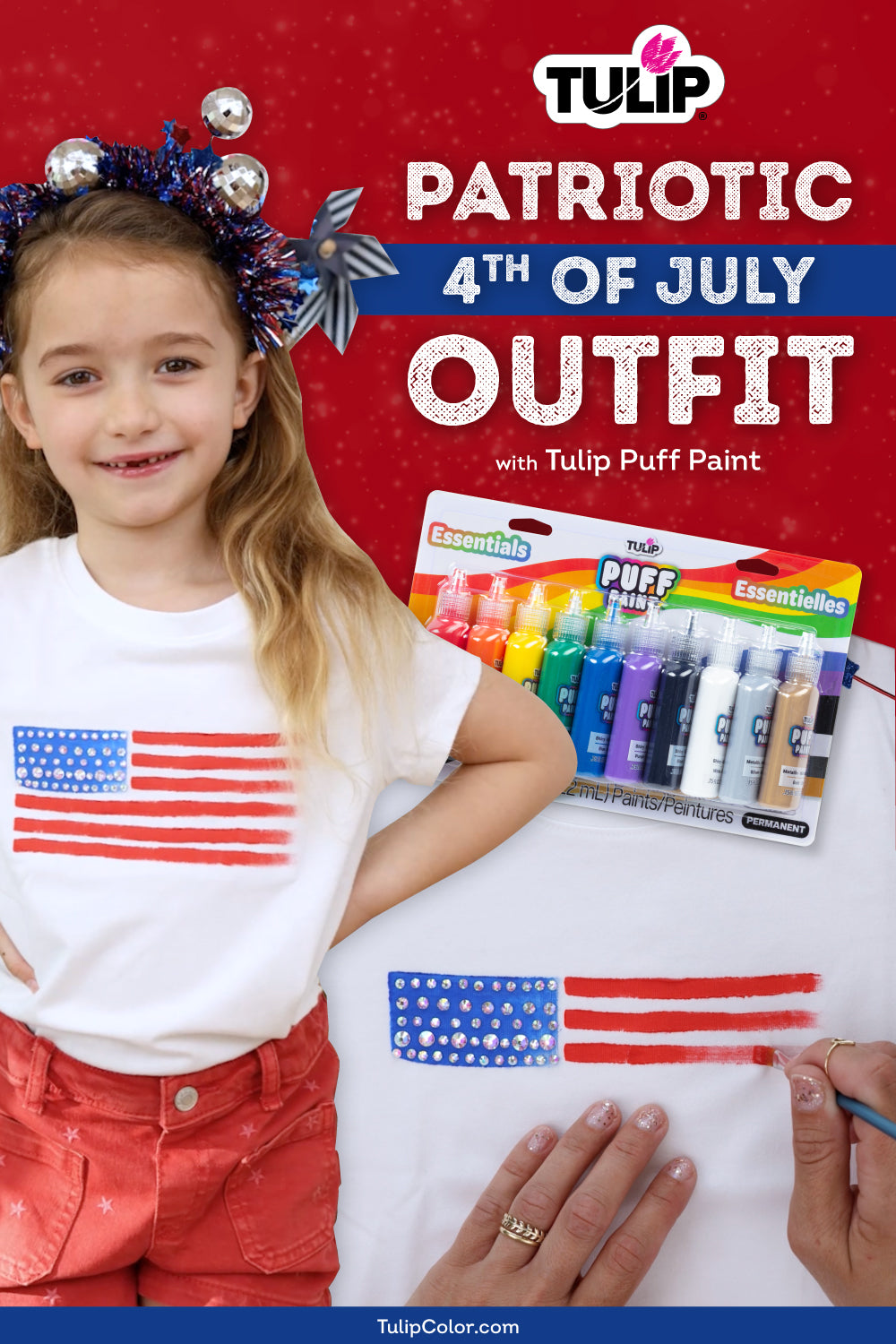 Patriotic 4th of July Outfit with Tulip Puff Paint
