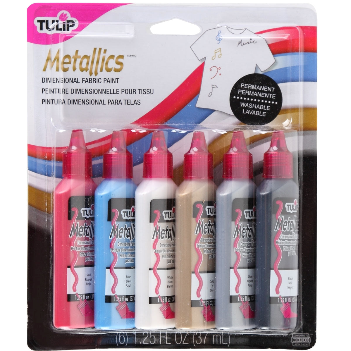 Tulip Puff Paint Metallics, Multi-Surface Craft Paint, 1.25 fl oz 6 Pack Picture of 17581 Metallics 6 Pack