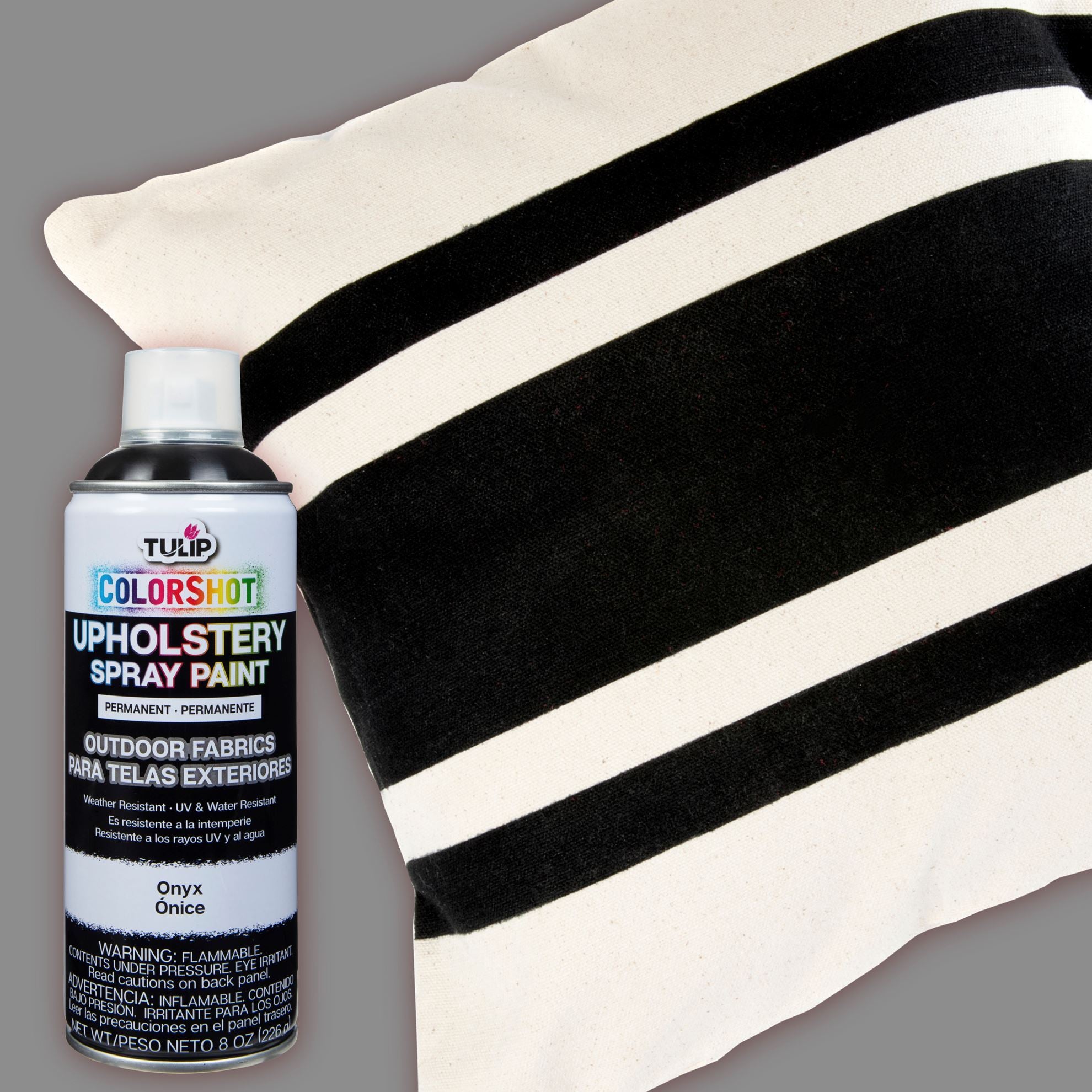 Tulip ColorShot Outdoor Fabric Upholstery Spray Onyx 4 Pack Picture of 37994 COLORSHOT OUTDOOR FABRIC SPRAY ONYX 4PK 8OZ CANS
