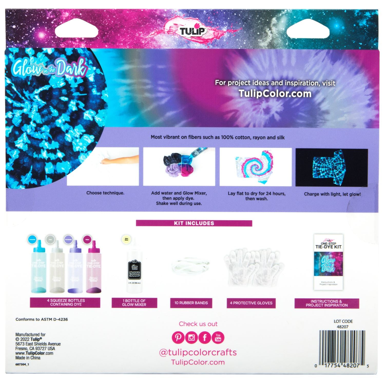 Tulip Glow in the Dark Cosmic 4-Color Tie-Dye Kit Picture of 48207 Tulip Glow in the Dark Cosmic 4-Color Tie-Dye Kit