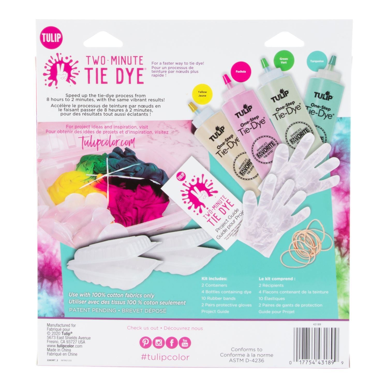 Tulip Fruit Punch Two-Minute Tie Dye Kit Tulip Two-Minute Tie Dye Kit back package