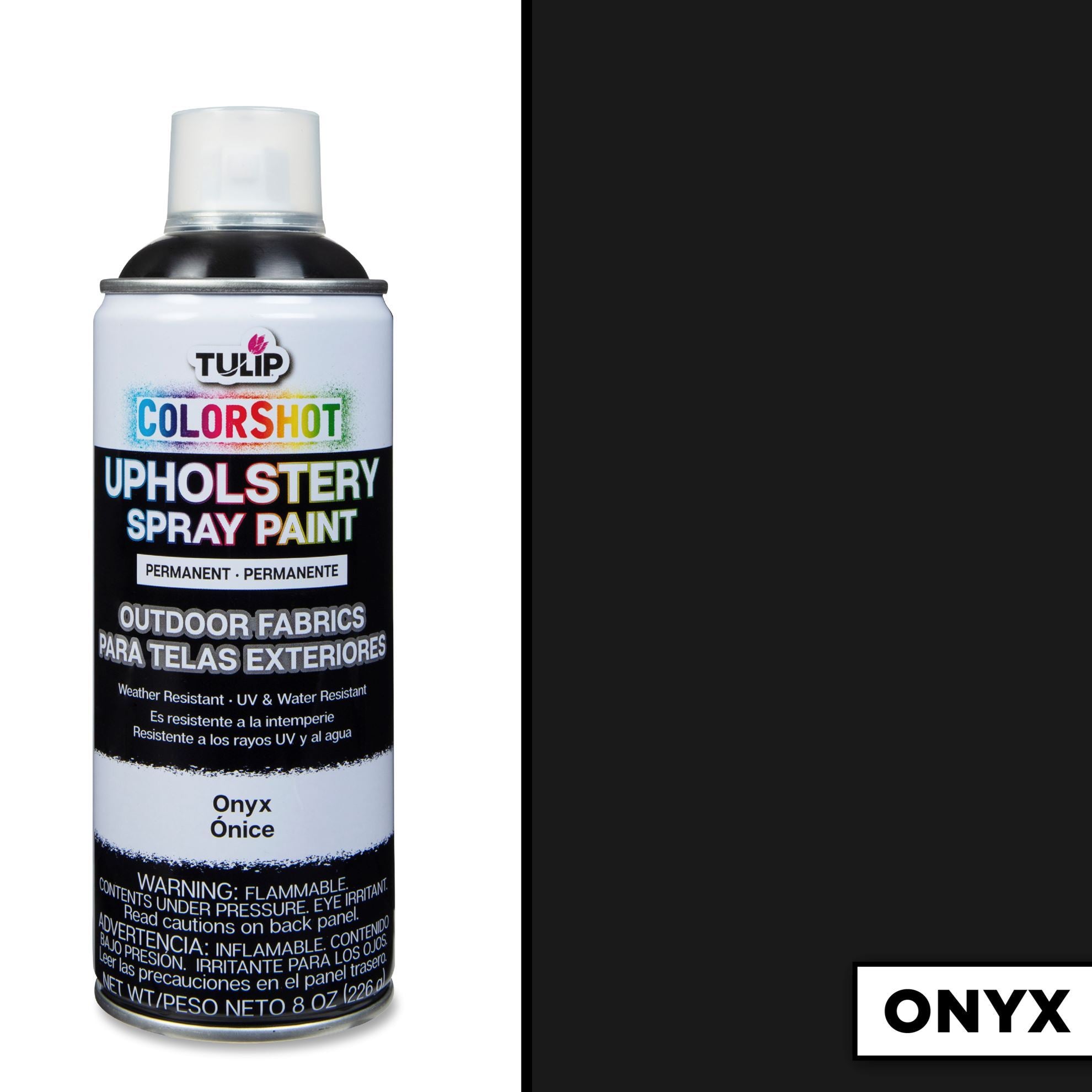Tulip ColorShot Outdoor Fabric Upholstery Spray Onyx 4 Pack Picture of 37994 COLORSHOT OUTDOOR FABRIC SPRAY ONYX 4PK 8OZ CANS