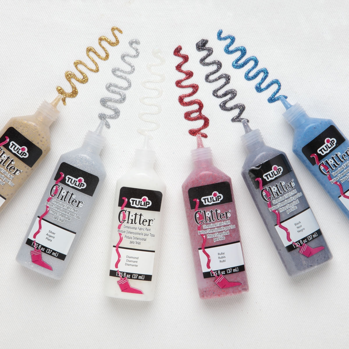 Tulip Puff Paint Glitter, Multi-Surface Craft Paint, 1.25 fl oz 6 Pack Picture of 23427 Glitter 6 Pack