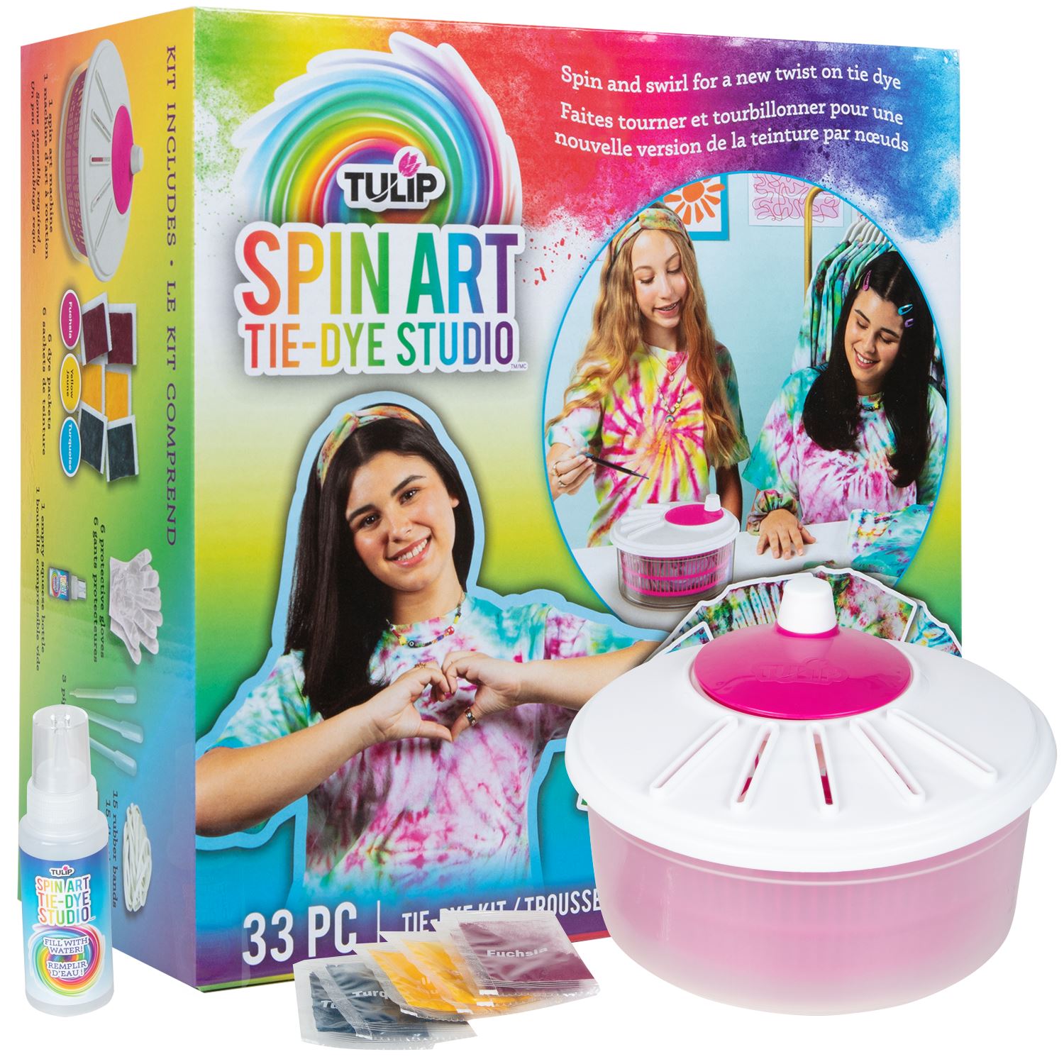 Tulip One-Step Tie-Dye Spin Art Kit, Fashion DIY with Fabric Dye, Fun Activity for All, Vibrant Classic Colors, Kids Age 8+