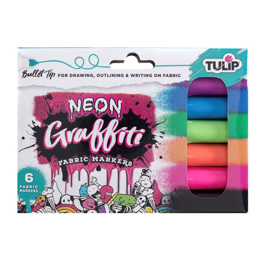 Picture of 37315 Tulip Graffiti Bullet-Tip Fabric Markers Neon 6 Pack