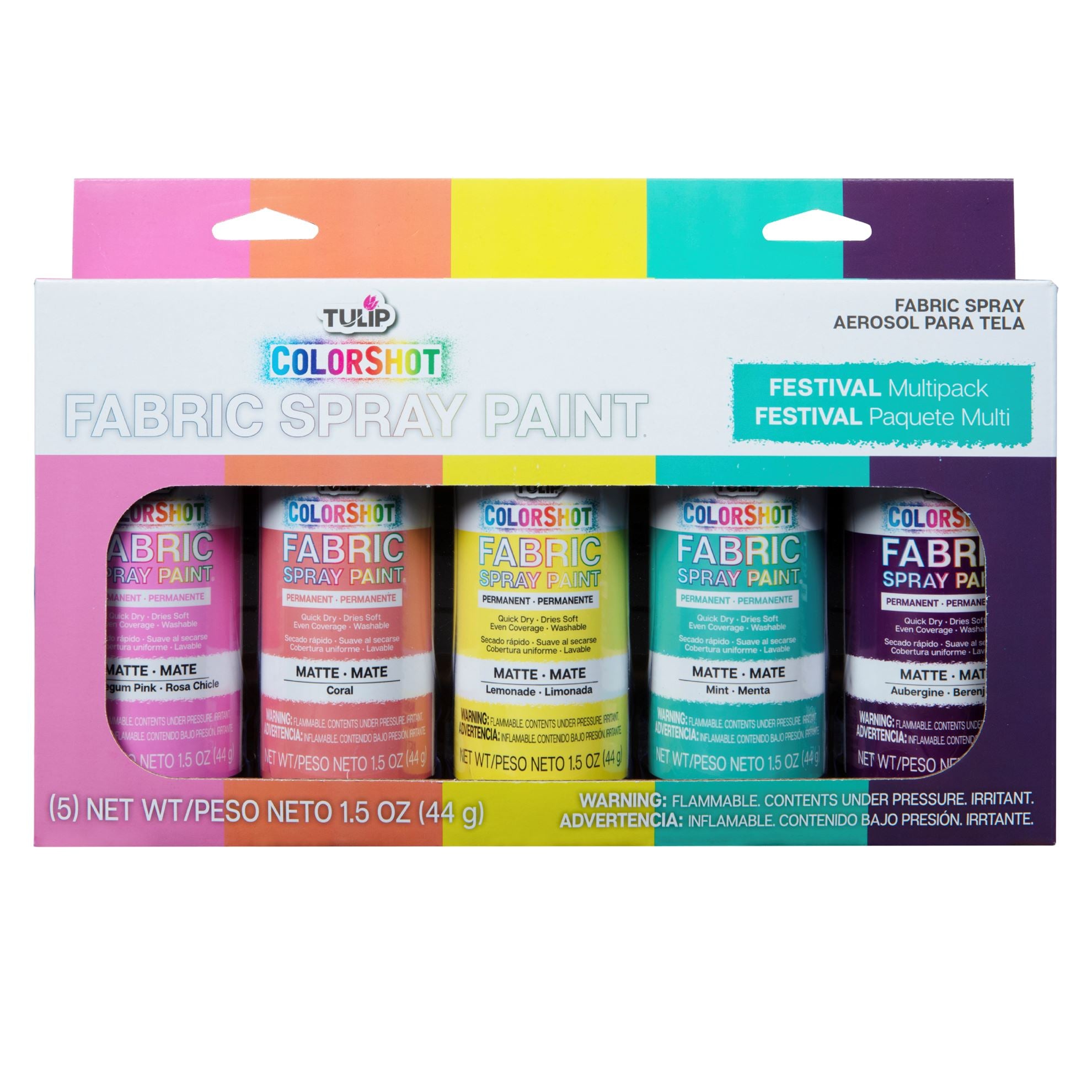 Tulip COLORSHOT Permanent Spray Paint for Fabric, Quick Dry, Dries Soft,  Colorful, Rainbow