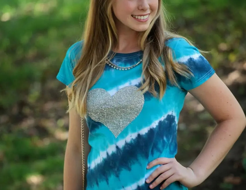 Shimmer Heart Tie-Dye Tee