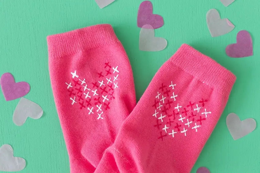 Picture of DIY Faux Cross Stitch Heart Socks