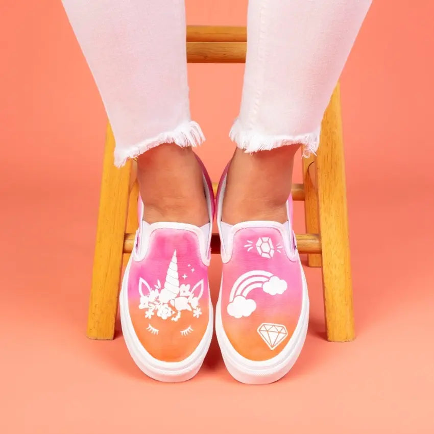 Tulip Unicorn Ombre Tie-Dye Shoes with Transfers
