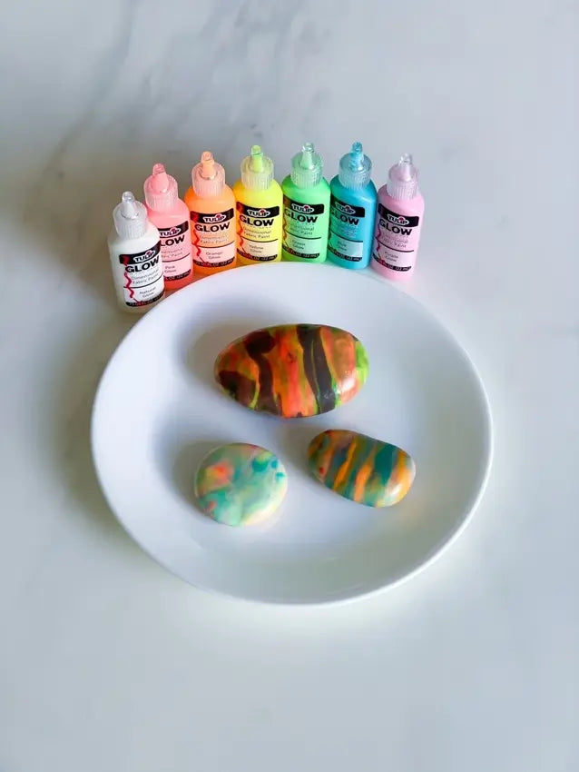 Marbled Glow Paint Rocks