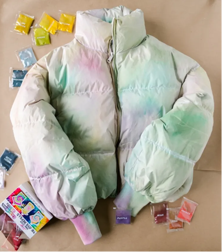 DIY Watercolor Ombré Dye Puffer Jacket