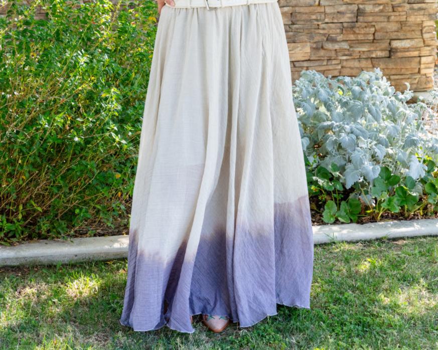 Dip Dyed Cotton Maxi Skirt with Tulip One-Step Tie Dye