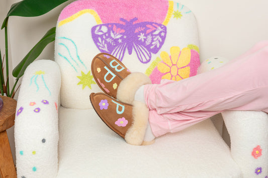 Personalize Cozy Sheepskin Slippers with Tulip Soft Fabric Paint