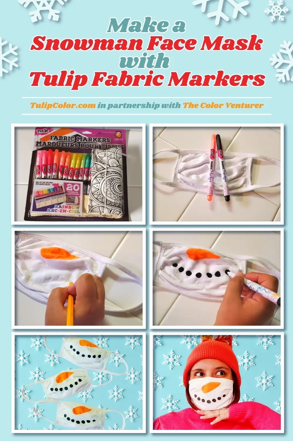 Make a Snowman Face Mask with Fabric Markers