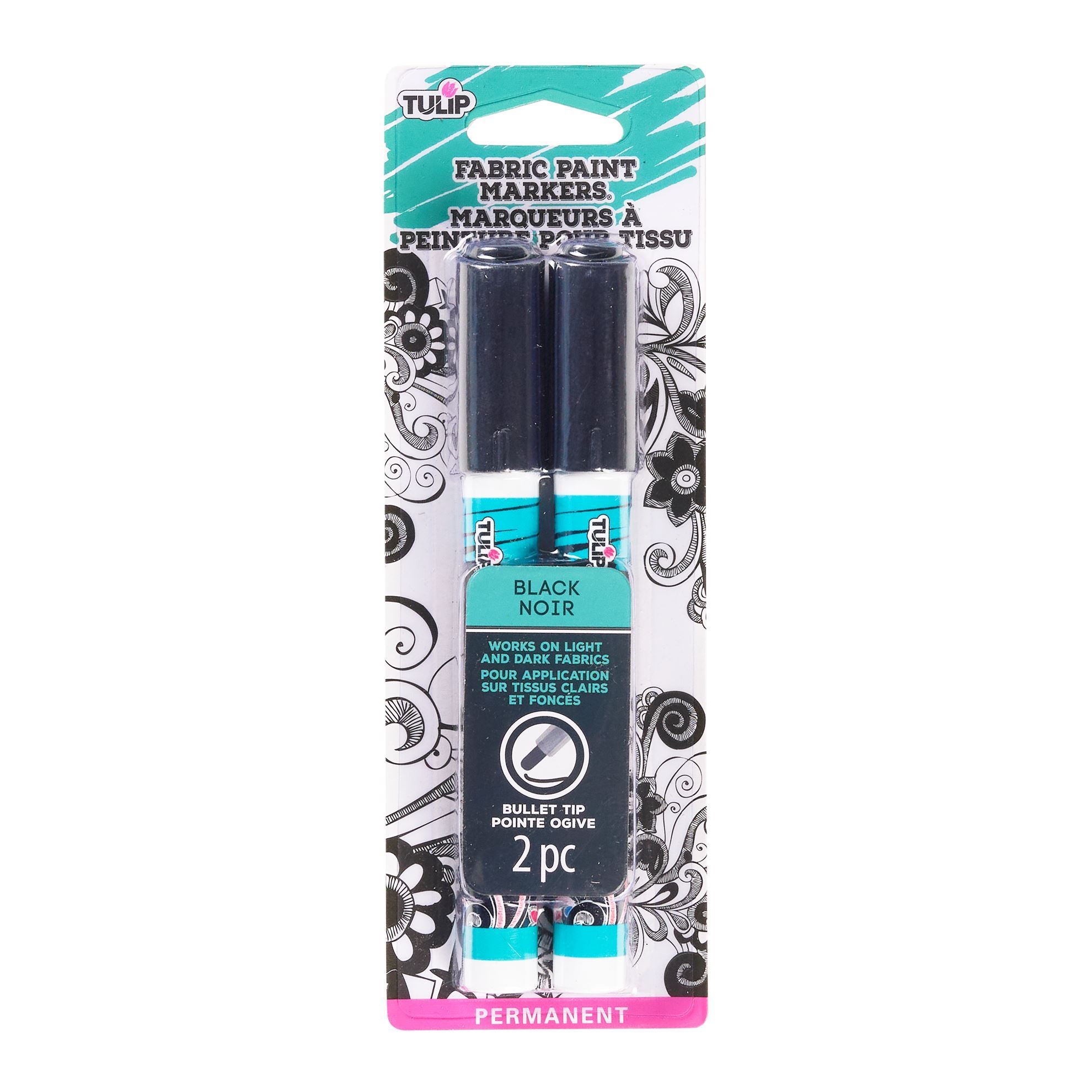 Picture of 50027 Tulip Bullet Tip Fabric Paint Markers Black 2 Pack