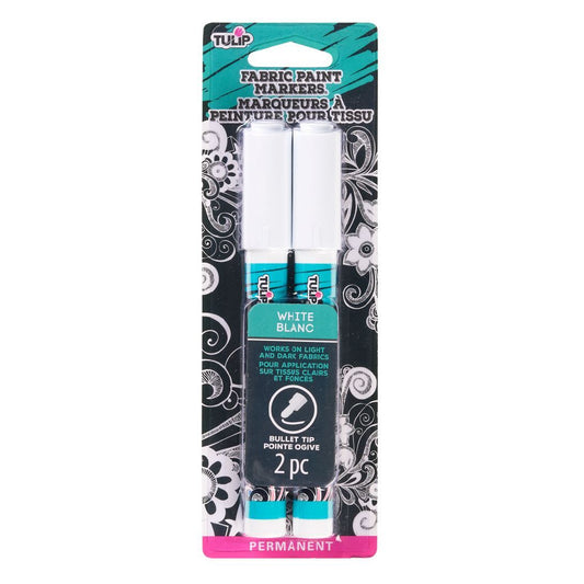 Picture of 50028 Tulip Bullet Tip Fabric Paint Markers White 2 Pack