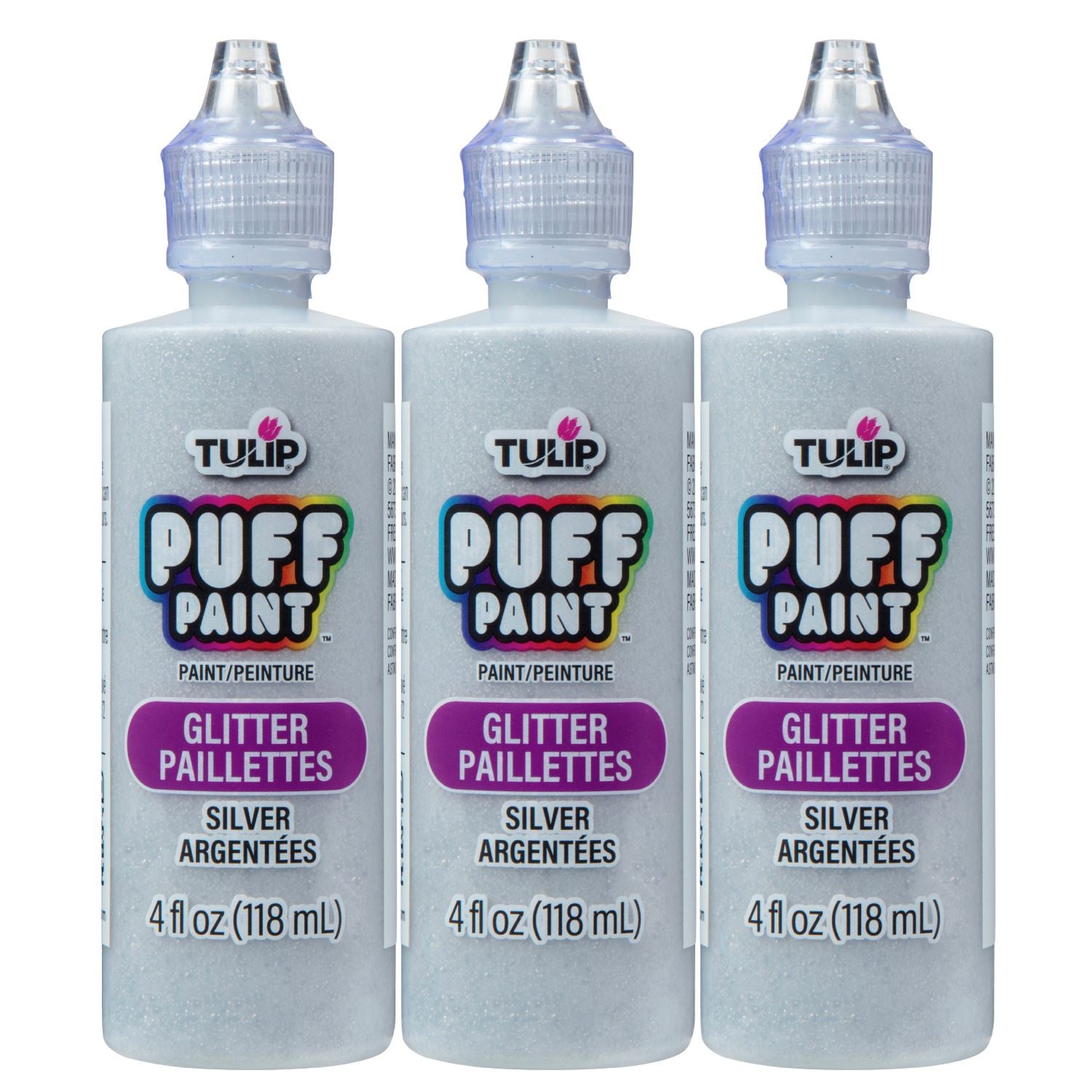 Picture of 37566 Tulip Dimensional Fabric Paint Glitter Silver 4 fl. oz. 3 Pack