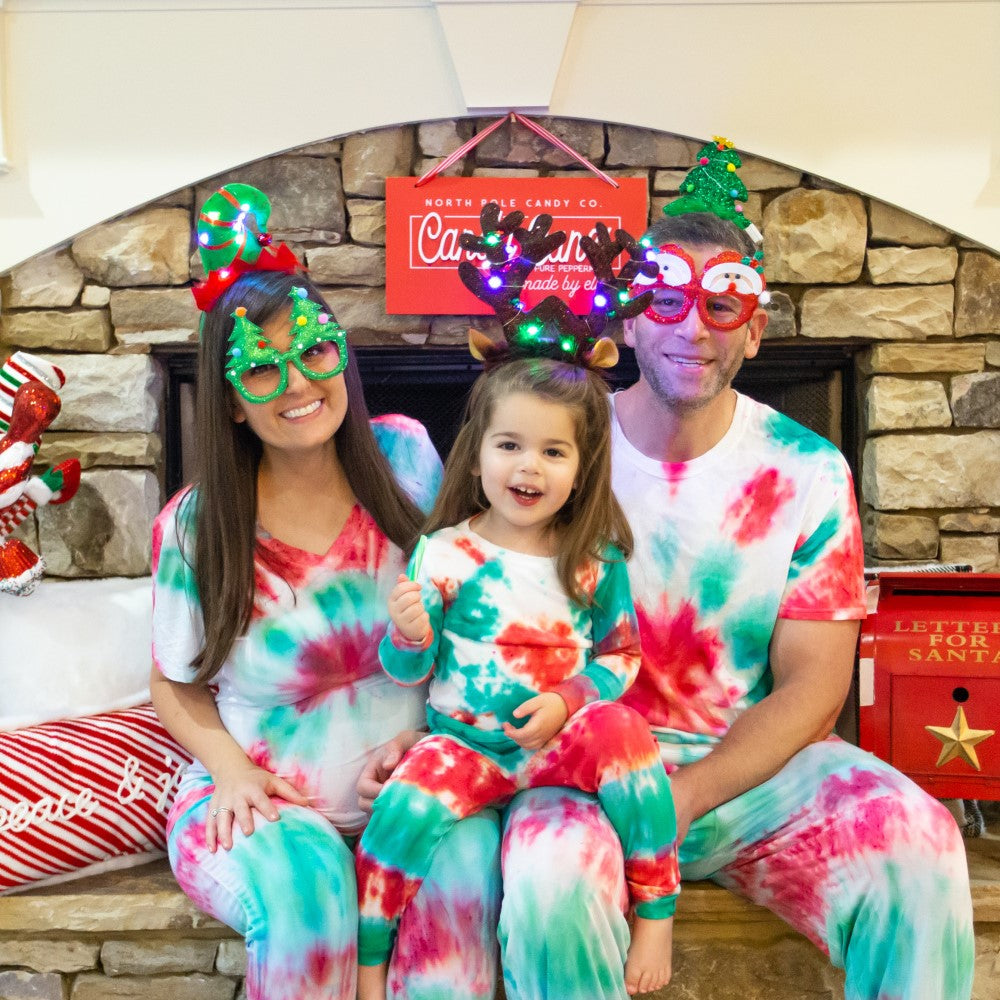 Add color to your Holiday with tulip family wearing Christmas Pajamas