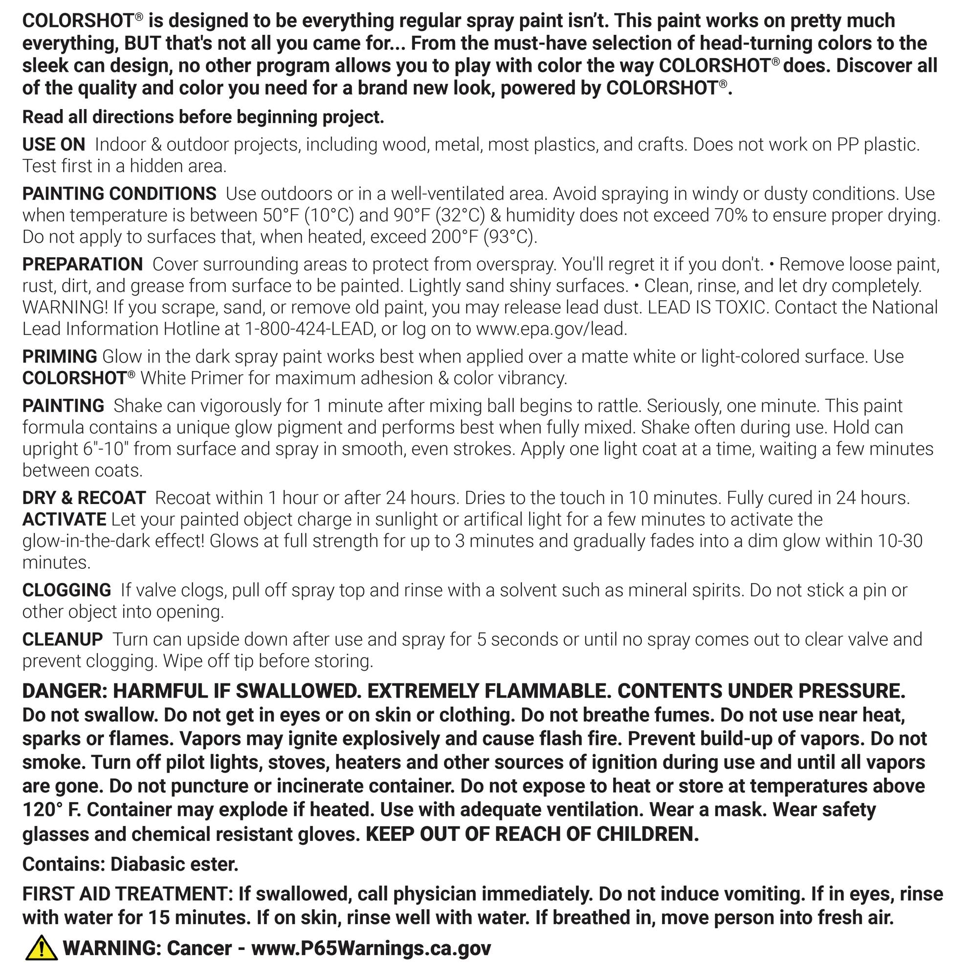 Picture of 49535 COLORSHOT Glow in the Dark Spray Paint Lightning Bug (Natural Glow) 8 oz.