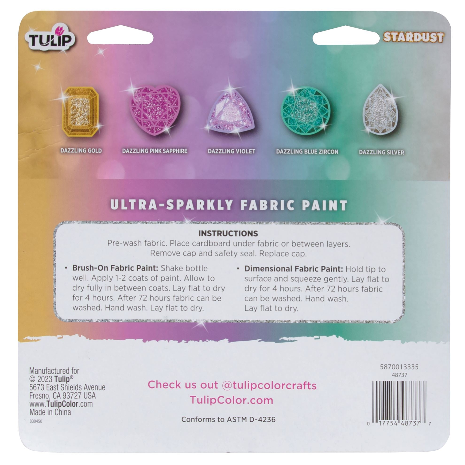 Picture of 48737                               TULIP DAZZLING GLITTER FABRIC PAINT COMBO PACK    