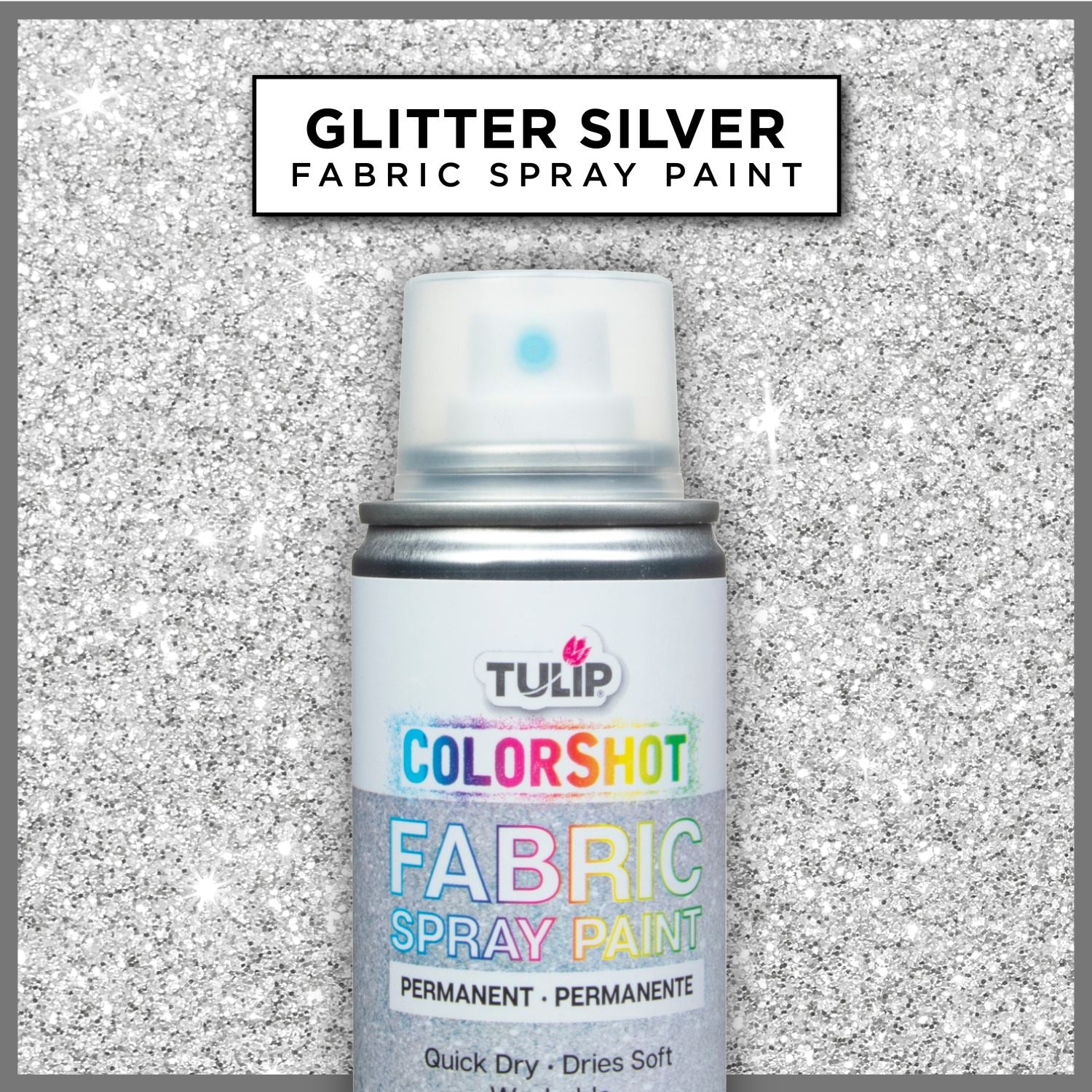 Tulip Color Shot 3oz Instant Fabric Color Spray Silver Glitter Tulip Color Shot 3oz Instant Fabric Color Spray Silver Glitter