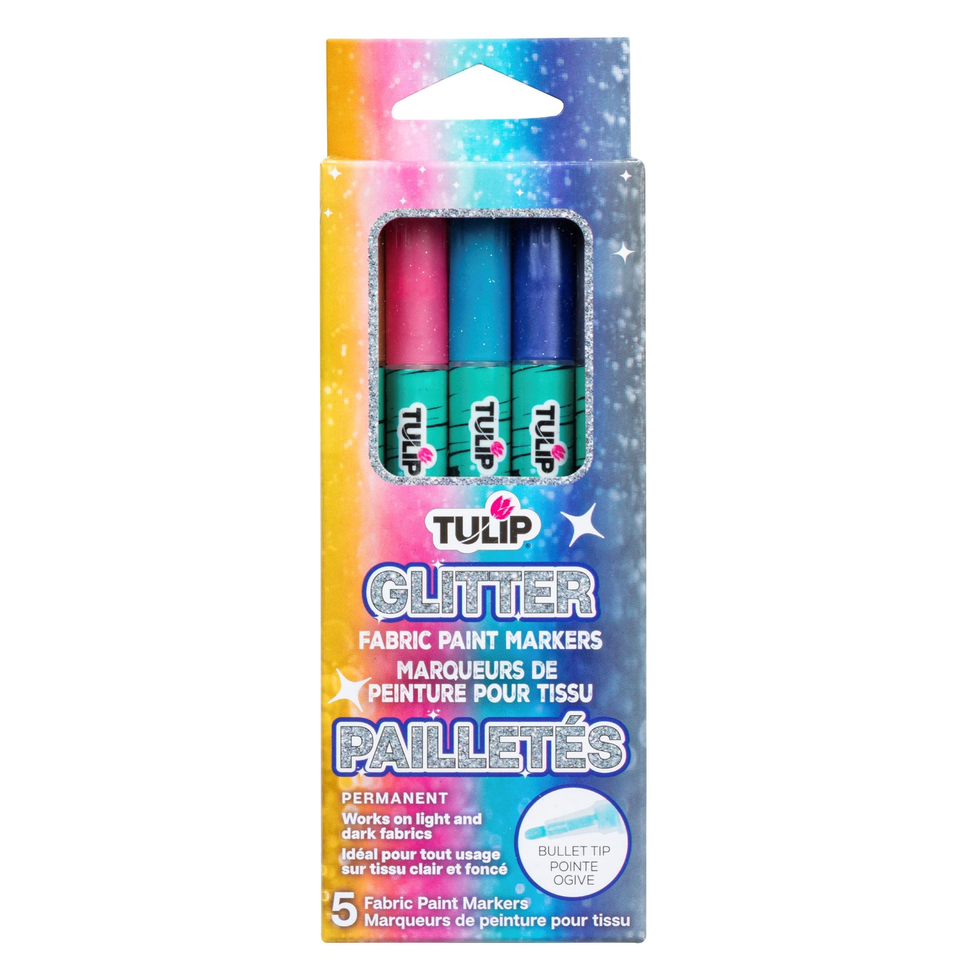 Picture of 49767                               TULIP GLITTER FABRIC PAINT MARKERS 5PK            