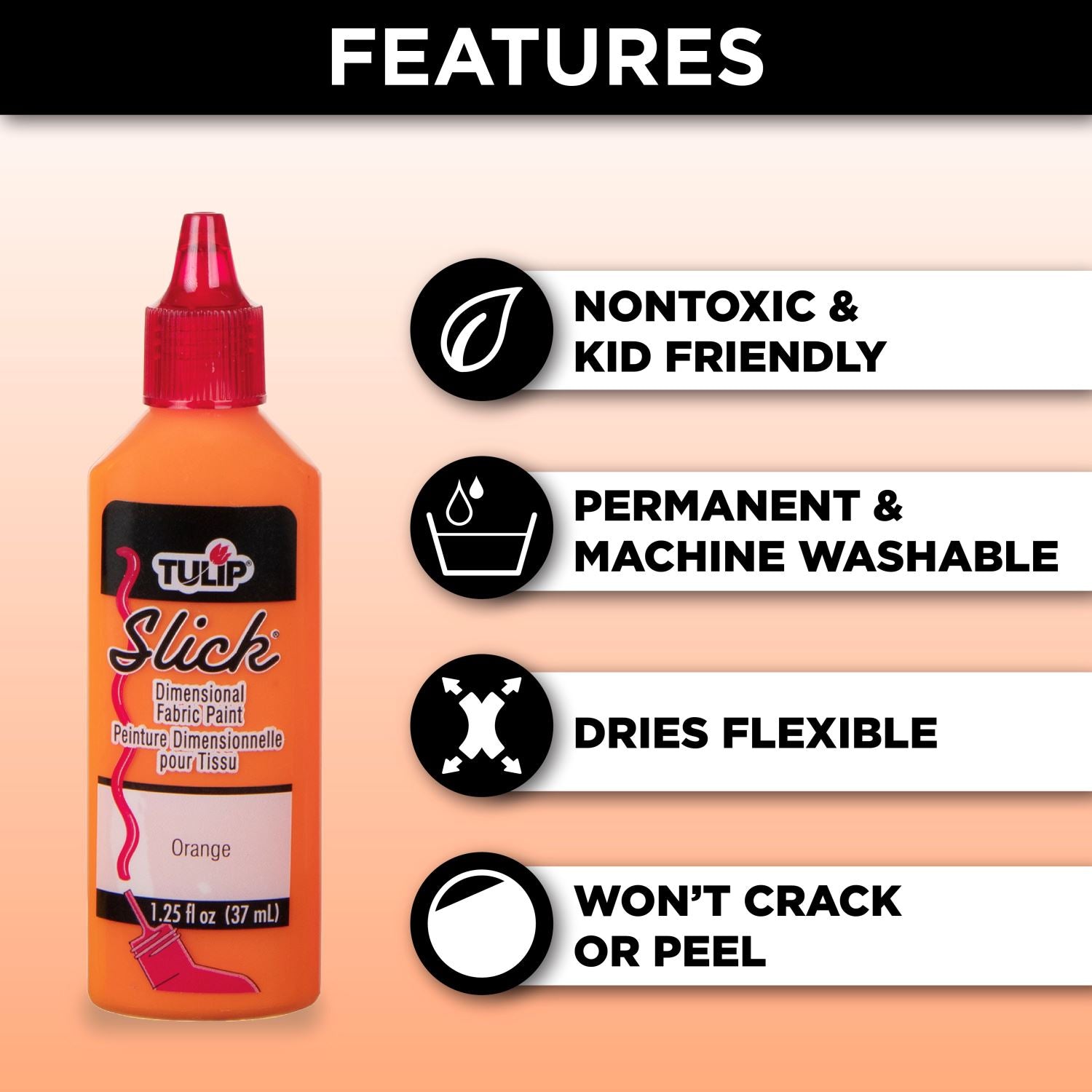 Slick Dimensional Fabric Paint Neon Orange 1.25 fl oz (65040 Slick Dimensional Fabric Paint Neon Orange 1.25 fl oz (65040