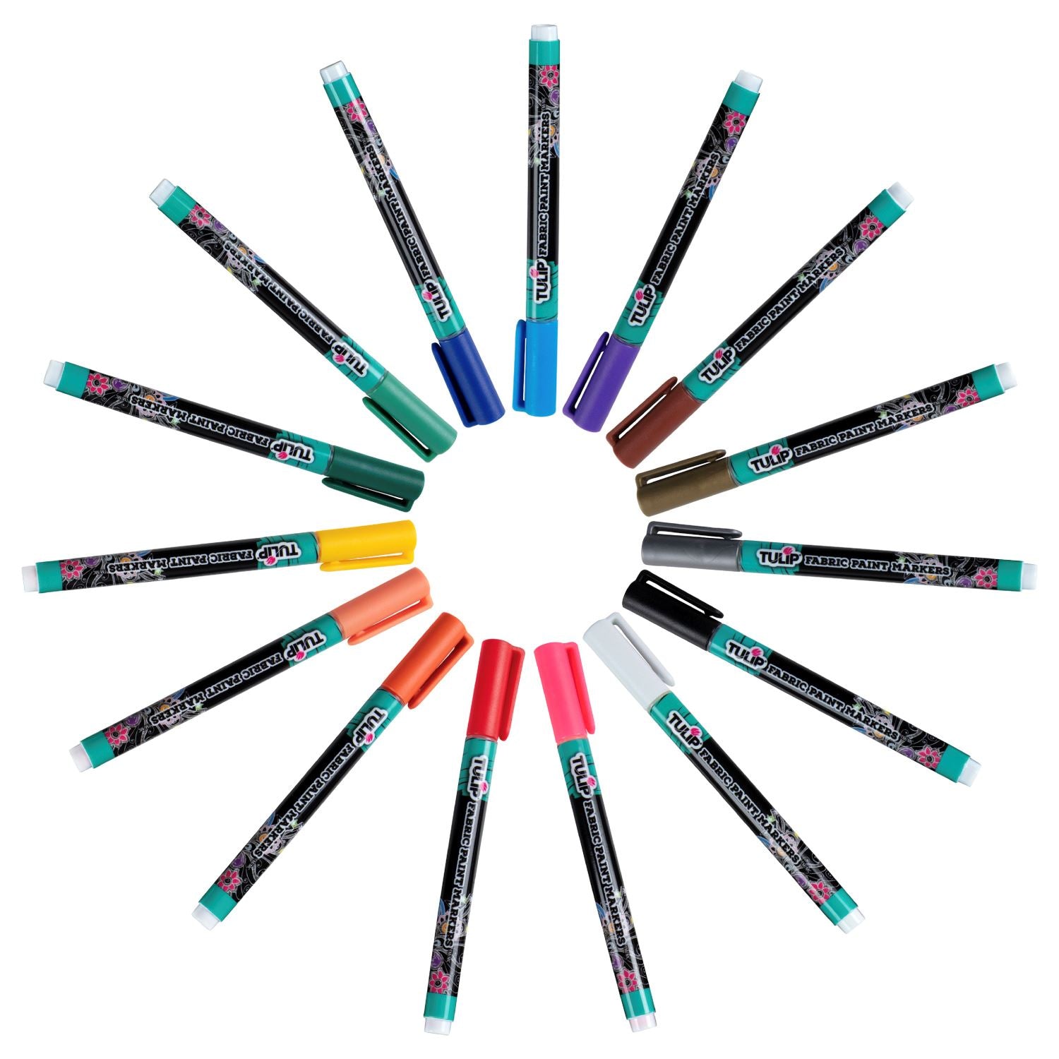 Picture of 33701 Tulip Bullet-Tip Fabric Paint Markers Rainbow 15 Pack