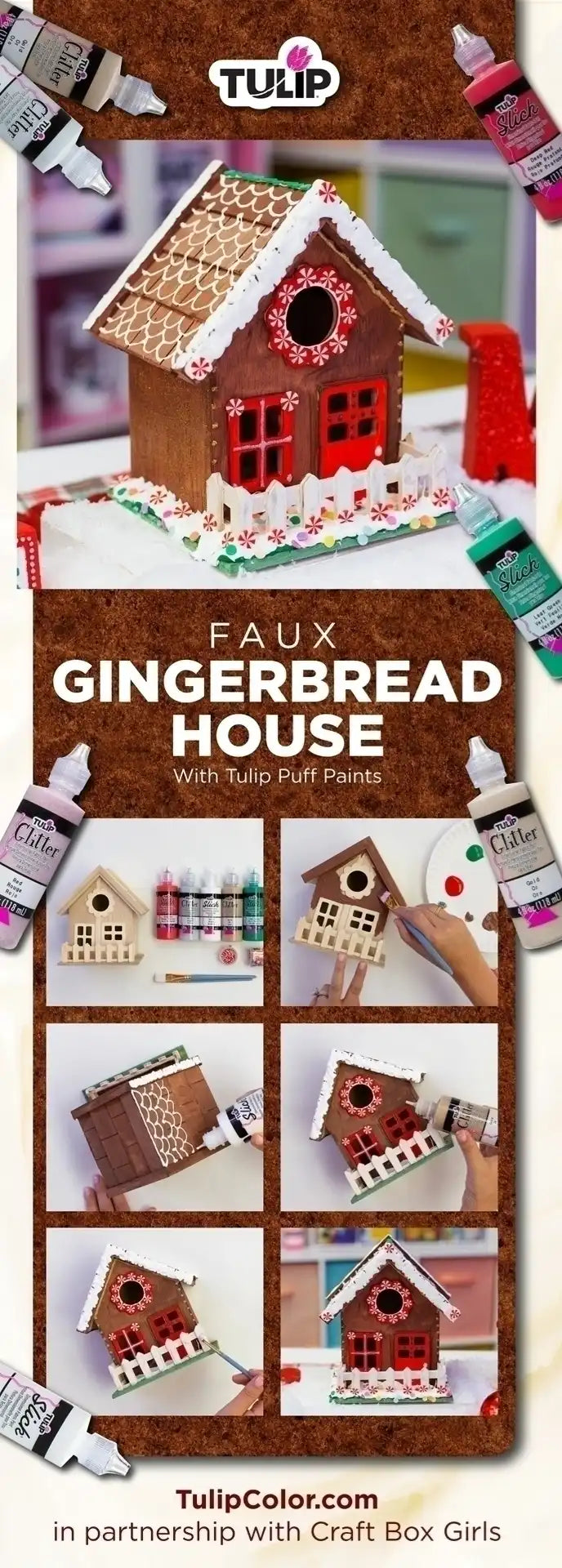 Faux Gingerbread House with Puff Paint
